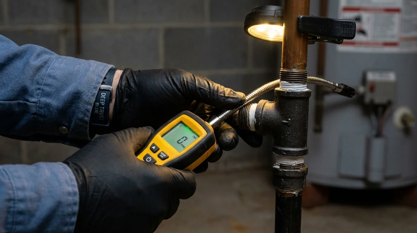 Gas leak detection with electronic sniffer by Johns Plumbing LLC in Walden